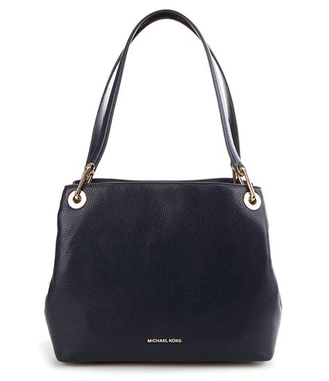 michael michael kors silver-tone raven large shoulder tote black|Michael Kors raven tote bag.